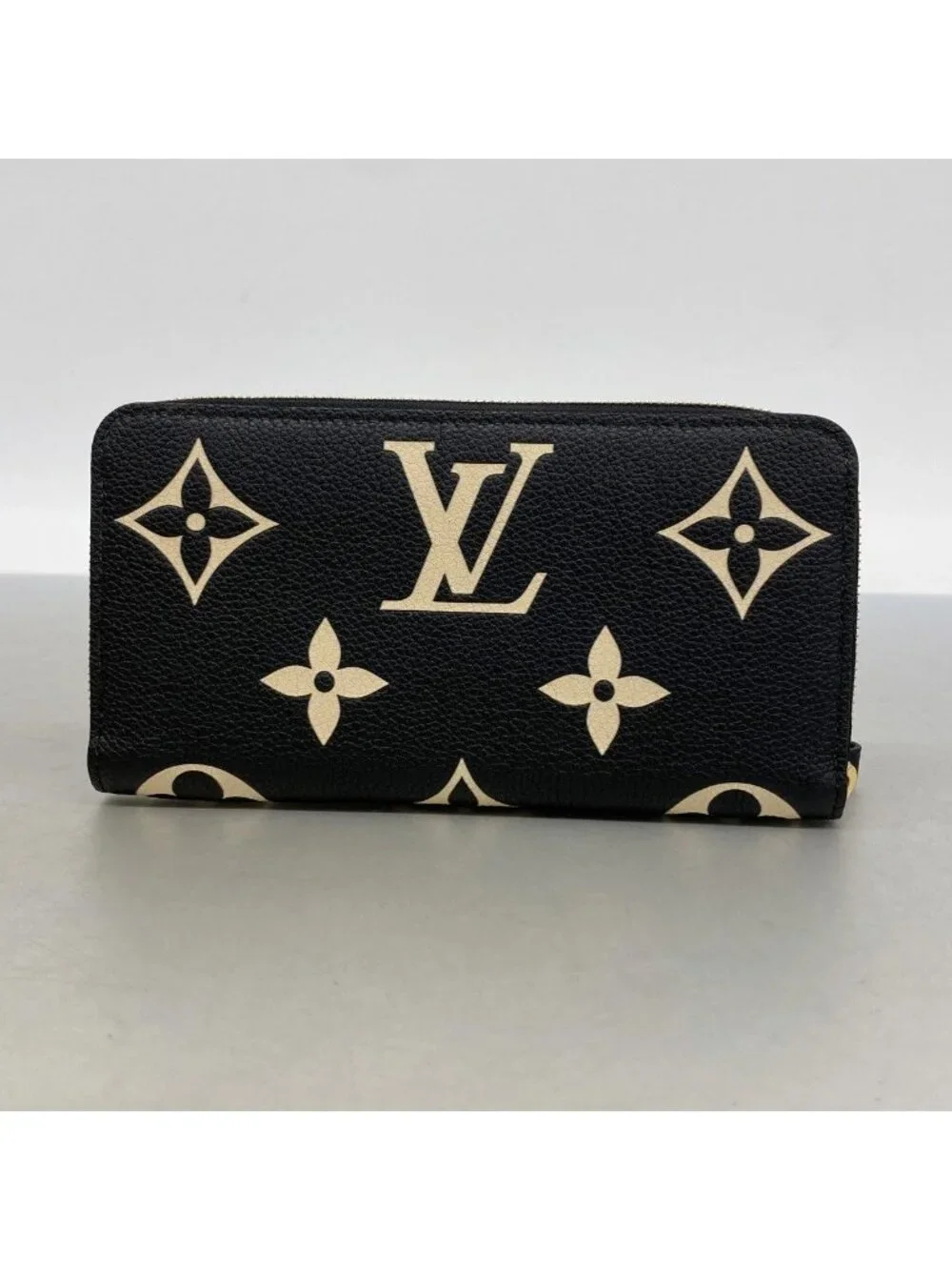 Louis Vuitton Wallet Monogram Empreinte Bicolor Zippy Black Beige